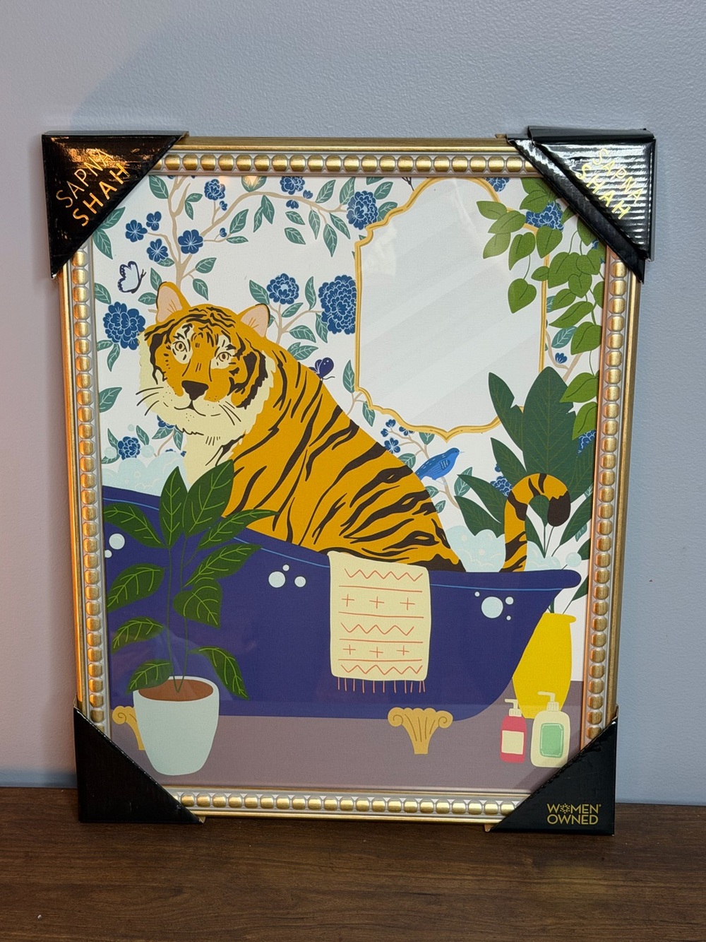 Fun Sapna Shah tiger in the bathtub artwork